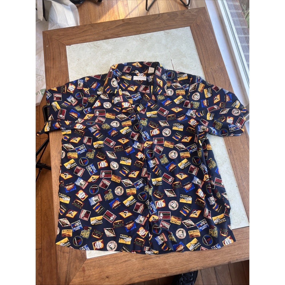 Vintage Elisabeth Liz Claiborne Women's Sz 16 Plus Polyester World Travel Blouse